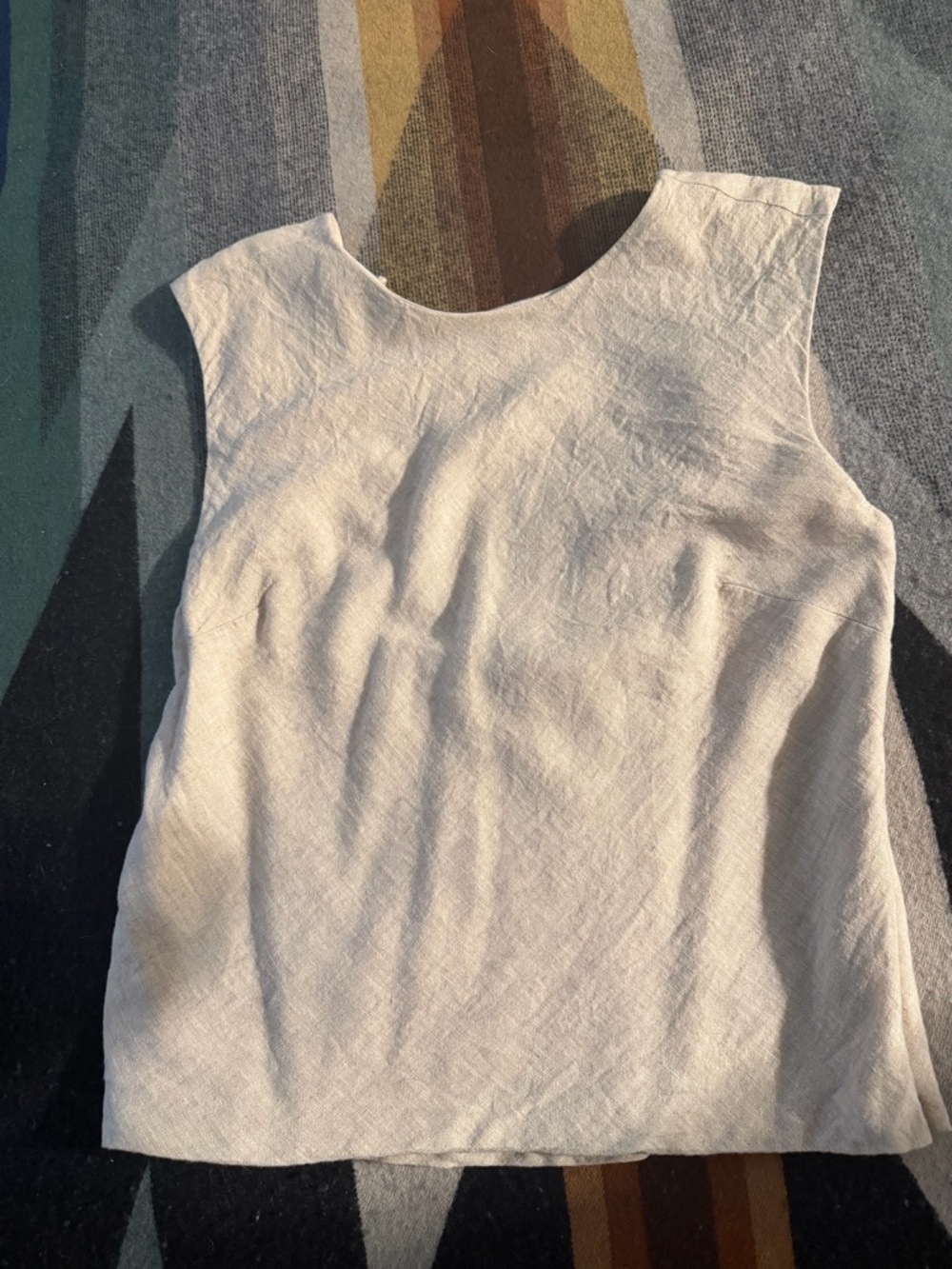 Abercrombie & Fitch Cream Sleeveless Linen-Blend Tank